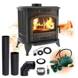 piec-wolnostojacy-zeliwny-koza-k6-fi150-zestaw-rur-do-podlaczenia-czajnik