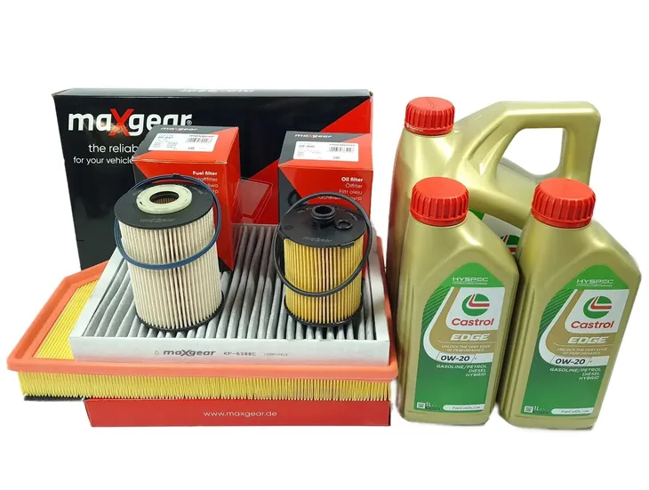 FILTRY 6L OLEJU CASTROL 0W20 V60 I V70 III XC60 I 2.0 D3 D4 D5 EURO 6