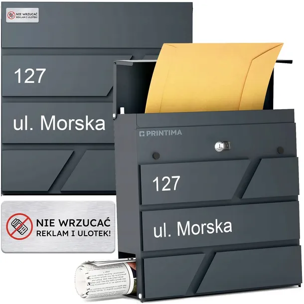 Duża Skrzynka Na Listy Z Numerem Domu Antracyt Skrzynka Na List Numer Domu