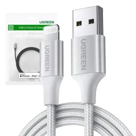 2-x-kabel-ugreen-us199-60163-usb-a-lightning-mfi-2m-srebrny