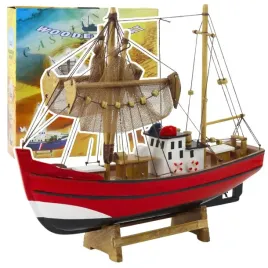model-kolekcjonerski-dekoracyjny-statek-kuter-rybacki-czerwony-30x26cm-lean