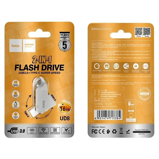 2-x-hoco-pendrive-usb-a-usb-c-ud8-16gb-usb3-0-kolor-srebrny