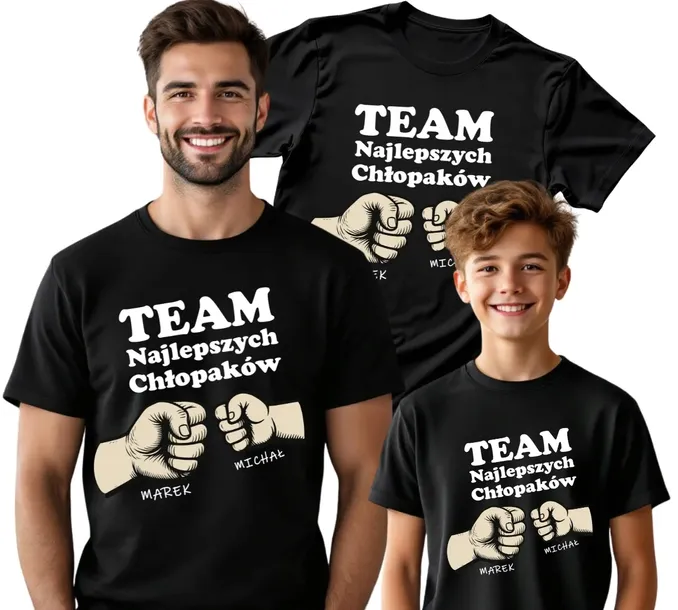 ZESTAW KOSZULKA TEAM NAJLEPSZYCH CHŁOPAKÓW DZIEŃ CHŁOPAKA KOSZULKI + IMIONA