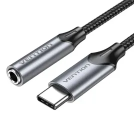 2-x-adapter-vention-bgmhf-usb-c-m-do-3-5mm-jack-1m-szary