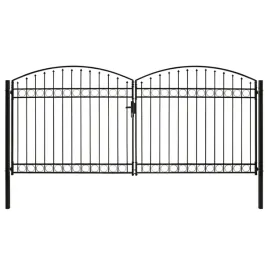 vidaxl-brama-ogrodzeniowa-podwojna-zaokraglona-stal-400x200-cm