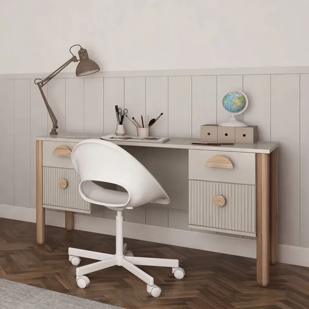 Biurko LOFT z szufladami KASZMIROWY BEŻOWY - Pokój Biuro Nowoczesny Design