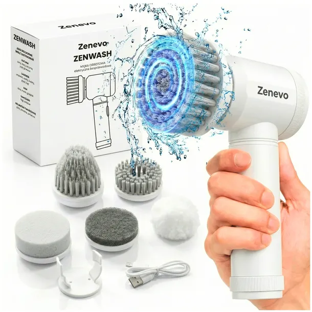 Elektryczna Szczotka Do Czyszczenia - Obrotowa Bezprzewodowa 5w1 Zenevo
