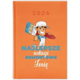 kalendarz-ksiazkowy-2026-uslugi-remontowe-imie-pomaranczowy-prezent-wzory