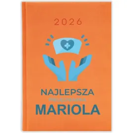 kalendarz-ksiazkowy-2026-najlepsza-pielegniarka-pomaranczowy-prezent-wzory