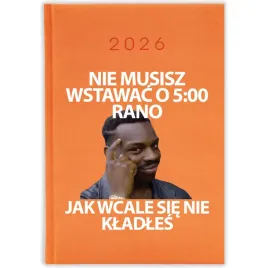 kalendarz-ksiazkowy-2026-nie-musisz-wstawac-rano-pomaranczowy-prezent-wzory