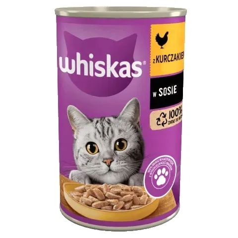 WHISKAS Adult z Kurczakiem w sosie - mokra karma dla kota - 400 g