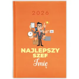 kalendarz-ksiazkowy-2026-najlepszy-szef-imie-pomaranczowy-prezent-wzory