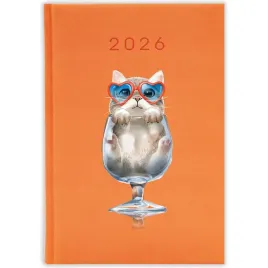 kalendarz-ksiazkowy-2026-cat-in-glass-pomaranczowy-na-prezent-mix-wzoryorow