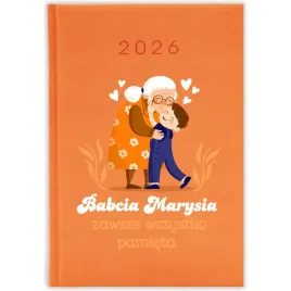 kalendarz-ksiazkowy-2026-babcia-wszytsko-pamieta-pomaranczowy-prezent-wzory