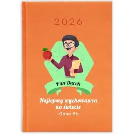kalendarz-ksiazkowy-2026-najlepszy-wychowawca-imie-pomaranczowy-planer-wz