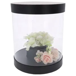 czarny-flower-box-z-przezroczystymi-bokami-pudelko-prezentowe-22-cm