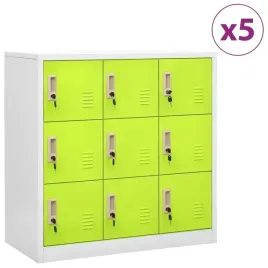 vidaxl-szafki-zamykane-5-szt-jasnoszaro-zielone-90x45x925-cm