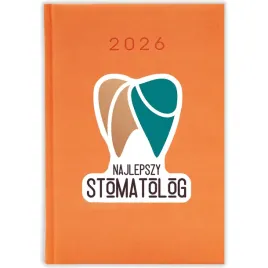 kalendarz-ksiazkowy-2026-najlepszy-stomatolog-pomaranczowy-na-prezent-wzory