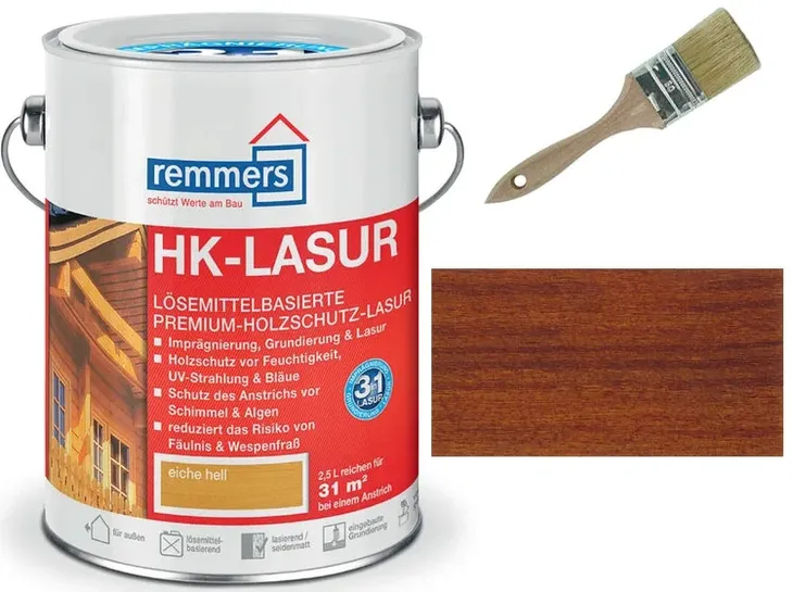 REMMERS IMPREGNAT DO DREWNA HK-LASUR KASZTAN 2,5l + Pędzel