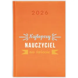 kalendarz-ksiazkowy-2026-najlepszy-nauczyciel-na-swiecie-pomaranczowy-wzory