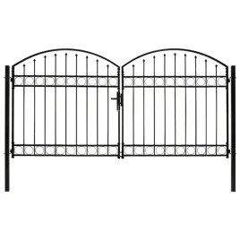 vidaxl-brama-ogrodzeniowa-podwojna-zaokraglona-stal-300x150-cm