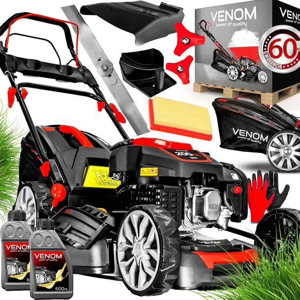 KOSIARKA SPALINOWA VENOM Z NAPĘDEM 51CM SILNIK 200CC MULCZOWANIE DUŻA TRAWA