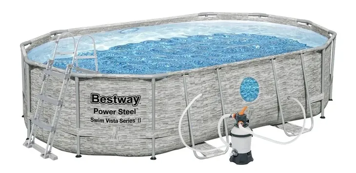 Basen Stelażowy BESTWAY 488x305x107cm Zestaw POMPA PIASKOWA Drabinka 56946