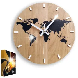 zegar-scienny-drewniany-debowy-akrylowy-kwarcowy-mapa-wood-black