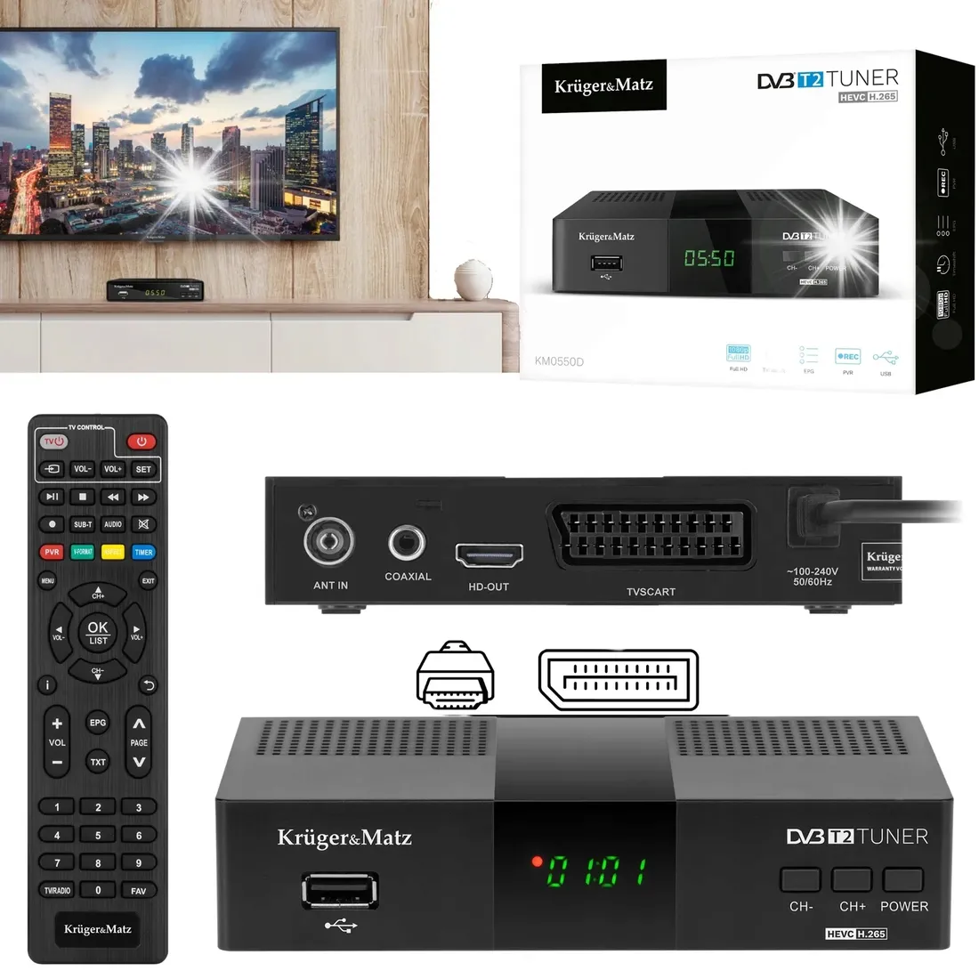 tuner-dekoder-dvb-t2-hevc-krugerandmatz-h-265-km0550d
