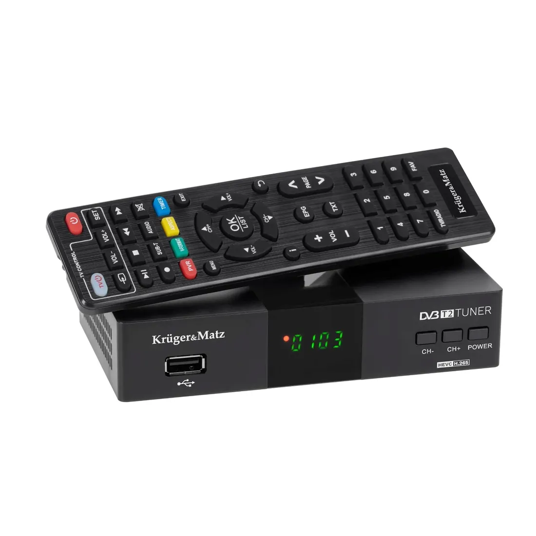 tuner-dekoder-dvb-t2-hevc-krugerandmatz-h-265-km0550d-stan-nowy
