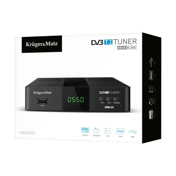 tuner-dekoder-dvb-t2-hevc-krugerandmatz-h-265-km0550d-waga-produktu-0-23-kg