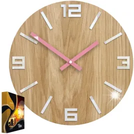zegar-scienny-debowy-drewniany-kwarcowy-arabic-wood-whiteandpink