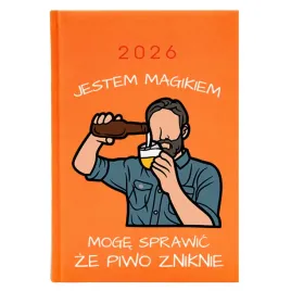 kalendarz-a5-2026-pomaranczowy-zabawny-planer-dla-kolegi-jestem-magikiem-wz