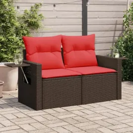 vidaxl-sofa-ogrodowa-z-poduszkami-2-osobowa-brazowa-polirattanowa