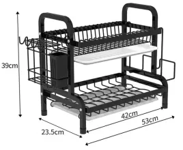 suszarka-do-naczyn-elden-ed-3207-dwupoziomowa-ociekacz-organizer-czarna-xxl