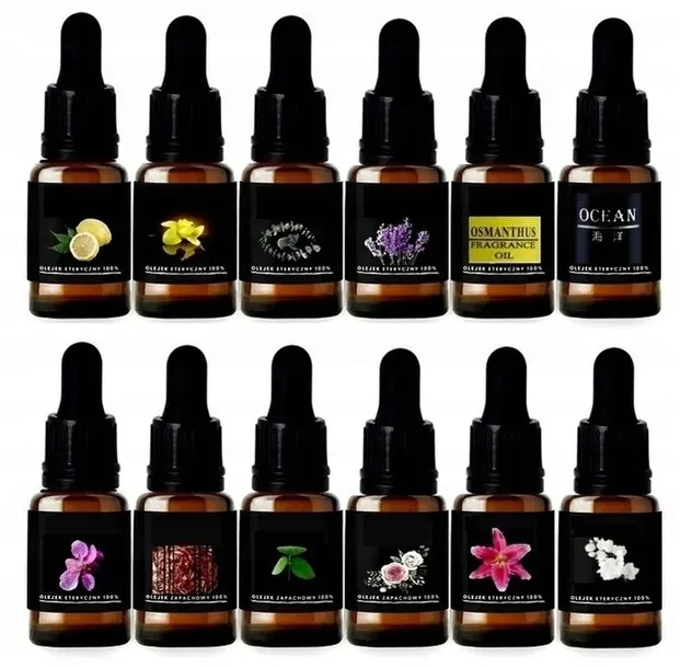 ZESTAW 12 OLEJKÓW ETERYCZNYCH 10ML DO SAUNY DYFUZORA MASAŻU AROMATERAPIA