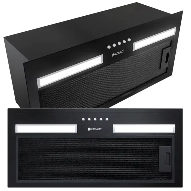 CICHY Okap kuchenny podszafkowy 60cm do zabudowy Globalo Hadario CZARNY LED