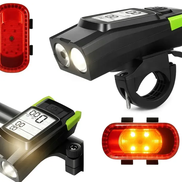Lampka Rowerowa Mocna Przednia Tylna LED Oświetlenie Przód Tył Zestaw Lamp