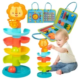 montessori-tablica-manipulacyjna-zjezdzalnia-wieza-pileczkami-dla-maluszka