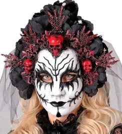 maska-halloweenowa-martwa-krolowa-los-muertos-roze-czaszki-welon-halloween