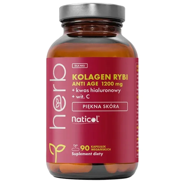 KOLAGEN RYBI MORSKI KWAS HIALURONOWY HERB ANTI AGE FORTE WŁOSY SKÓRA 90vcap