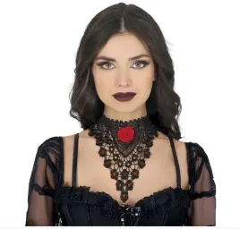choker-azurowy-czarny-z-roza-halloween