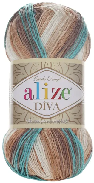 Włóczka Alize Diva Batik - 4603 BRĄZOWO-NIEBIESKI 350m/100g 100% Mikroakryl