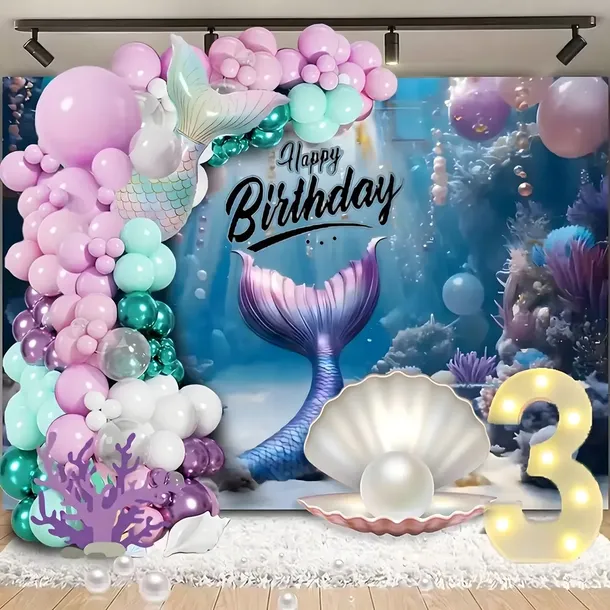 girlanda-balonowa-luk-balonow-zestaw-urodzinowy-balony-syrenka-97-sztuk-stan-nowy