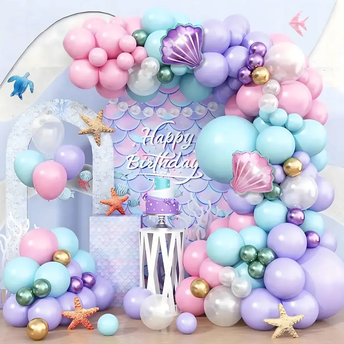 girlanda-balonowa-luk-balonow-zestaw-urodzinowy-balony-syrenka-97-sztuk