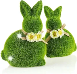 2x-figurka-zajaczek-wielkanocny-ceramiczny-kroliczek-pokryty-trawa-ozdobny