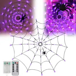 dekoracje-halloween-swiecaca-pajeczyna-lampki-sztuczny-pajak-led-120-cm