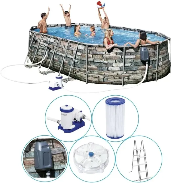 Basen Stelażowy BESTWAY 610x366x122cm Comfort JET SPA Pompa Drabinka LED