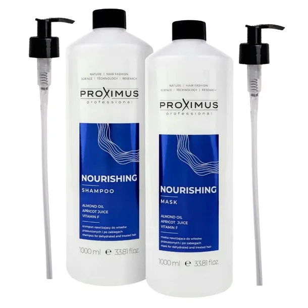 PROXIMUS Szampon + Maska do włosów zniszczonych NOURISHING 1000ml + pompki