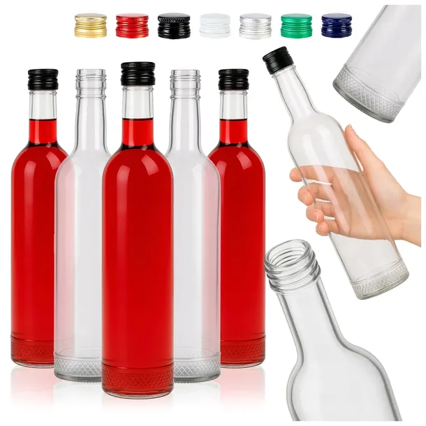 20x SZKLANE BUTELKI 0,5L na NALEWKI ALKOHOL BIMBER SOKI KRYSZTAŁ + ZAKRĘTKI